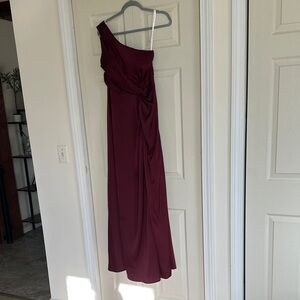Azazie One-Shoulder Wine Dress